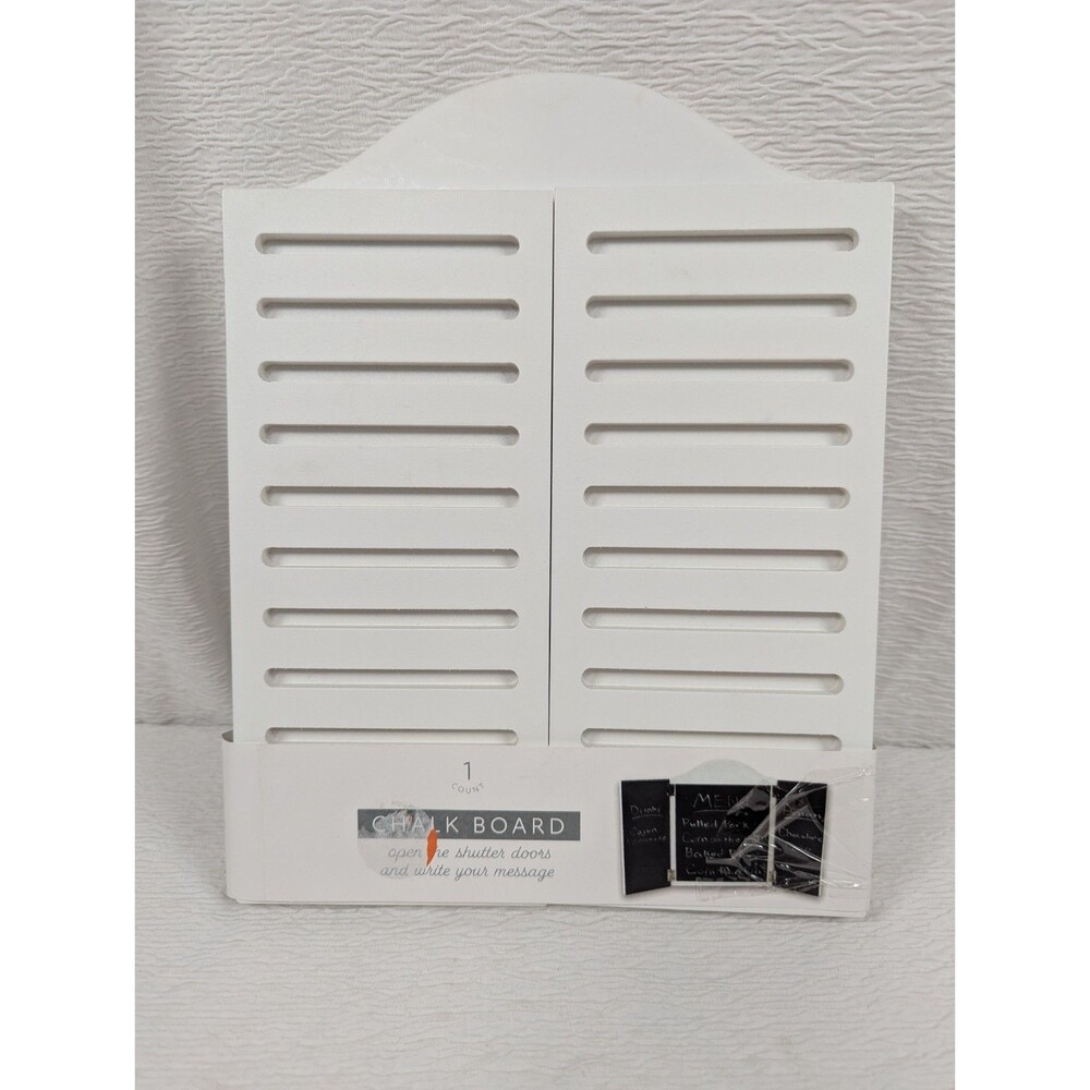 Made for Retail - White Open Shutter Doors Chalkboard